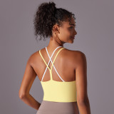 New solid color double-layer cross-back double-sided nylon brushed sports bra for running, fitness, and yoga for women