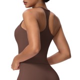 Cross-border European and American solid color tight-fitting high-elastic racerback sports bra for running, fitness, and yoga for women