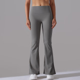 New cross-border double-sided brushed solid color high-waisted casual sports wide-leg pants for running, fitness, and yoga