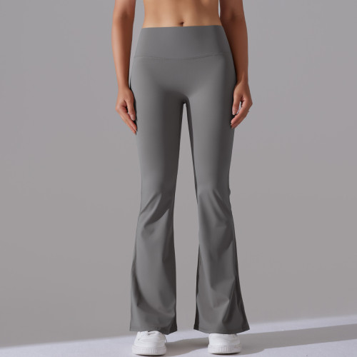 New cross-border double-sided brushed solid color high-waisted casual sports wide-leg pants for running, fitness, and yoga
