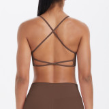 European and American cross-border thin strap cross-back yoga sports bra, large open back breathable fitness bra, yoga wear for women