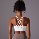 Customized brushed fabric cross-back shockproof push-up sports bra, cloud-feel yoga sports bra, fitness top