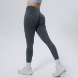 Cross-border seamless washable yoga pants, high-waisted, tummy control, butt-lifting, tight-fitting, nine-point pants, sweat-absorbent, breathable running fitness pants for women