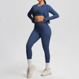 European and American cloud-feel yoga short-sleeve high-waisted fitness pants slim-fit butt-lifting running fitness wear sports yoga three-piece set