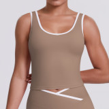 New cross-border color-blocking cross-fit brushed high-elastic yoga outfit set for running, fitness, and breathable training, five-piece set
