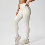 New cross-border solid color double-sided brushed tight high-waisted high-elastic breathable yoga pants for sports, running, and fitness