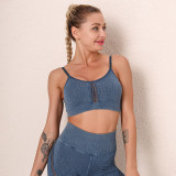 Clearance Sale: Washed Jacquard Seamless Sports Bra with Hollowed-out Braided Design, Fitness Camisole, Yoga Wear, Women's Sports Vest