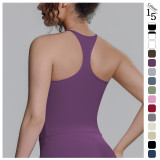 New cross-border double-sided nylon solid color racerback breathable tight-fitting tank top for sports, running, fitness, and yoga