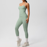 Cross-border European and American tight-fitting yoga fleece vest sports casual outdoor running fitness yoga two-piece set for women
