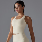 New cross-border seamless mid-length sports bra with beautiful back design for running, fitness, and yoga