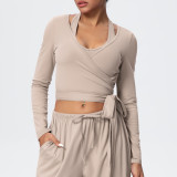 New cross-border solid color brushed breathable tight-fitting high-elastic yoga outfit set for sports, running, fitness, and yoga - three-piece set