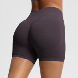 European and American seamless three-section waist fitness shorts for women, high-waisted peach butt-lifting sports shorts, tight-fitting quick-dry yoga shorts