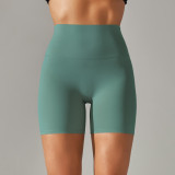 Spring Summer New Solid Color Yoga Shorts Double-Sided Brushed Tight High Waist Elastic Sports Fitness Three-Quarter Yoga Pants for Women
