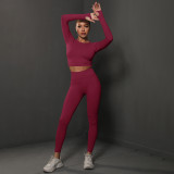 In-stock cross-border European and American seamless peach butt-lifting yoga outfit set, sports running fitness two-piece set for women