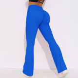 New cross-border breathable brushed high-waisted elastic butt-lifting casual wide-leg cropped pants for running, fitness, and yoga