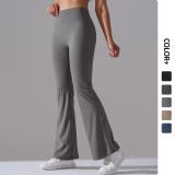New cross-border double-sided brushed solid color high-waisted casual sports wide-leg pants for running, fitness, and yoga
