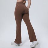 New cross-border patchwork solid color high-waisted butt-lifting tight-fitting wide-leg pants for sports, running, fitness, and yoga for women