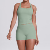 New cross-border double-sided brushed solid color tight-fitting racerback sports bra running fitness yoga outfit for women