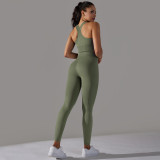 Cross-border European and American seamless knitted solid color polka dot high-elastic tight-fitting breathable yoga outfit set for running and fitness two-piece set