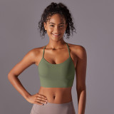 Cross-border European and American double-sided brushed skin-friendly racerback yoga sports bra for women, suitable for running, fitness, and yoga