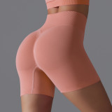 European and American cross-border seamless solid color yoga shorts, tight-fitting running and fitness yoga wear, high-waisted butt-lifting peach-shaped sports pants