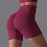 European and American cross-border seamless solid color yoga shorts, tight-fitting running and fitness yoga wear, high-waisted butt-lifting peach-shaped sports pants