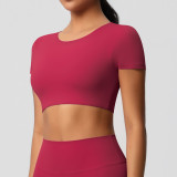 In-stock cross-border double-sided brushed tight-fitting breathable solid color training yoga wear eight-piece set for women's sports, running, and fitness