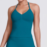 Cross-border seamless knitted solid color sexy backless tank top for running, fitness, and yoga for women