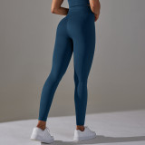 New European and American style seamless knit high-waisted tummy control yoga pants with a butt-lifting effect for sports, running, and fitness