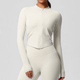 In-stock cross-border double-sided brushed tight-fitting breathable solid color training yoga wear eight-piece set for women's sports, running, and fitness