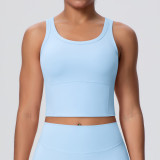 New cross-border brushed yoga top with chest pads, women's fitness bra, beautiful back sports underwear, shockproof vest for outerwear