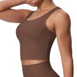 New cross-border brushed yoga top with chest pads, women's fitness bra, beautiful back sports underwear, shockproof vest for outerwear