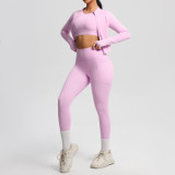 European and American cloud-feel yoga short-sleeve high-waisted fitness pants slim-fit butt-lifting running fitness wear sports yoga three-piece set