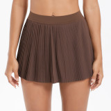 Cross-border European and American style fake two-piece butt-lifting pocket pleated skirt for sports, running, fitness, versatile yoga wear short skirt for women