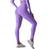 European and American cross-border seamless solid color peach-colored sports pants, tight-fitting running and fitness yoga wear, high-waisted butt-lifting yoga pants for women