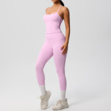 Cross-border European and American tight-fitting yoga fleece vest sports casual outdoor running fitness yoga two-piece set for women