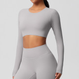 In-stock cross-border double-sided brushed tight-fitting breathable solid color training yoga wear eight-piece set for women's sports, running, and fitness