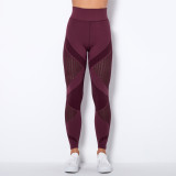 In stock!European and American cross-border seamless knitted sexy striped moisture-wicking yoga pants for women, suitable for sports, running, and fitness