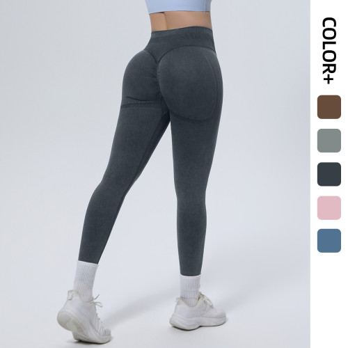 Cross-border seamless washable yoga pants, high-waisted, tummy control, butt-lifting, tight-fitting, nine-point pants, sweat-absorbent, breathable running fitness pants for women