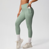 New cross-border solid color double-sided brushed tight high-waisted high-elastic breathable yoga pants for sports, running, and fitness