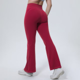 New cross-border patchwork solid color high-waisted butt-lifting tight-fitting wide-leg pants for sports, running, fitness, and yoga for women