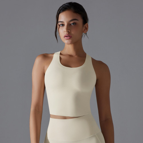 New cross-border seamless mid-length sports bra with beautiful back design for running, fitness, and yoga