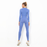 Cross-border European and American seamless yoga outfit for women, crescent-shaped tight-fitting elastic long-sleeve running and fitness sports set for women