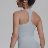 New cross-border solid color racerback tight-fitting breathable sports bra for running, fitness, and yoga, women's tank top