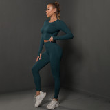 In-stock cross-border European and American seamless peach butt-lifting yoga outfit set, sports running fitness two-piece set for women