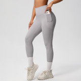 New cross-border solid color double-sided brushed tight high-waisted high-elastic breathable yoga pants for sports, running, and fitness