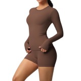 New cross-border solid color double-sided brushed tight-fitting long yoga outfit set, sports running fitness two-piece set for women
