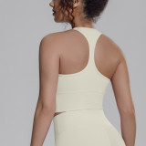 New cross-border solid color racerback tight-fitting breathable sports bra for running, fitness, and yoga, women's tank top