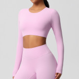 In-stock cross-border double-sided brushed tight-fitting breathable solid color training yoga wear eight-piece set for women's sports, running, and fitness