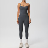 New cross-border European and American solid color double-sided brushed breathable tight-fitting yoga outfit set for sports, running, and fitness, eight-piece set